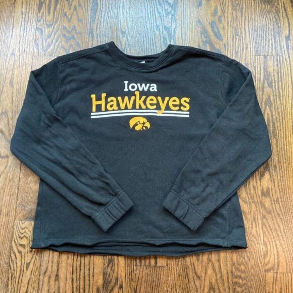 Rivalry Threads 91-IOWA HAWEYES- black sweat shirts -pull over- Size Large-12/14